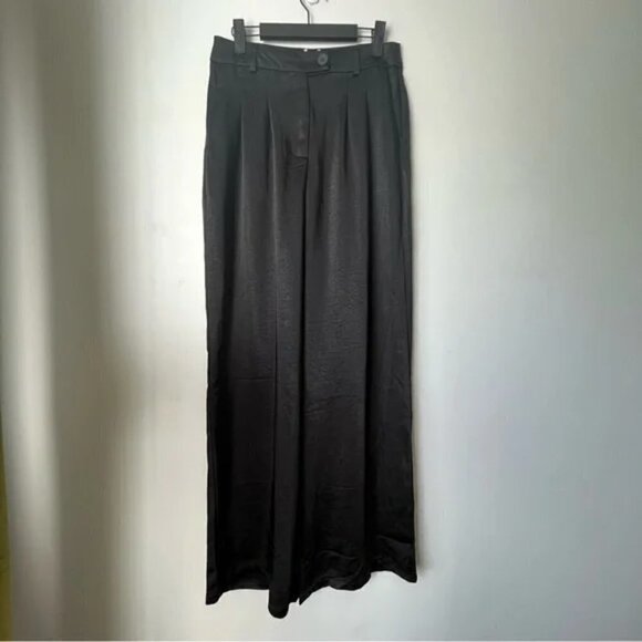 Princess Polly Huxley Black Satin Pants + Crop Top 2 pc Co-ord Set 8 - Picture 10 of 14